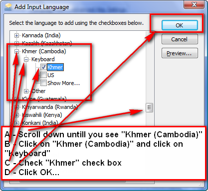 Language Selection between Khmer Unicode and English