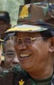 CAMBODIA'S PRIME MINISTER HUN SEN AND HIS WIFE BUNRANY GREET SOLDIERS AT THE DISPUTED THAI-CAMBODIA BORDER NEAR AN ANCIENT HINDU TEMPLE IN PREAH VIHEAR PROVINCE, 543 KM (337 MILES) NORTH OF PHNOM PENH, FEBRUARY 6, 2010.